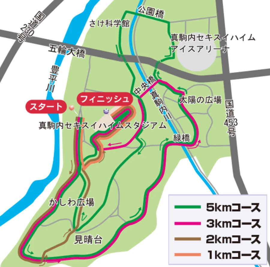札幌マラソン5km・3km・2km・1kmのコース